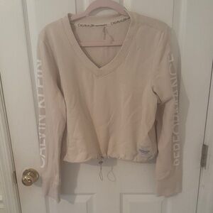 Calvin Klein Beige V-Neck Sweatshirt